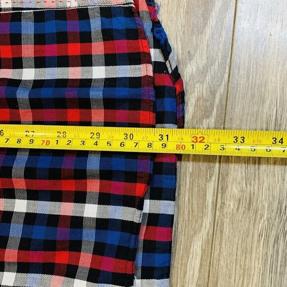 Au Noir Mens Button Down Shirt Sz 8 4XL plaid RedBlue Long Sleeve Cufflink Shirt - Picture 9 of 15